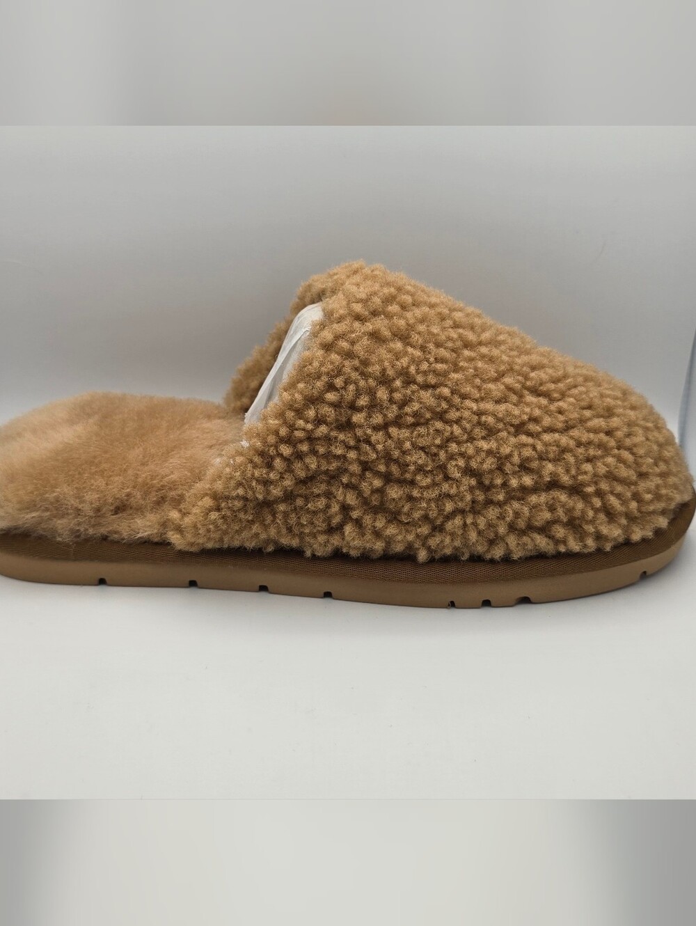 Cozy Earth Women's Fuzzy Slide Slipper in Camel Brown